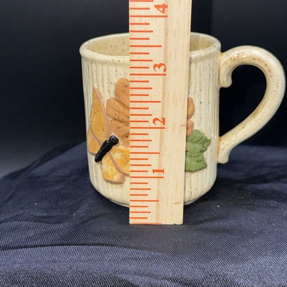 Butterfly Flower Mug Coffee Cup Speckled Auburn Clay Barn Vintage 1970s Set of 6 - Picture 9 of 10